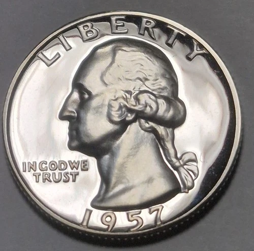 1957 Gem Light Cameo Proof Silver Washington Quarter