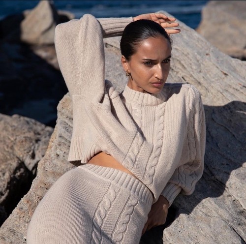 Joslin Jumper Sweater Size L Beige Knit Cotton Wool Hadley Oversized Cropped - Picture 3 of 15