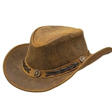 Shapeable Western Brown Leather Outback Cowboy Hat