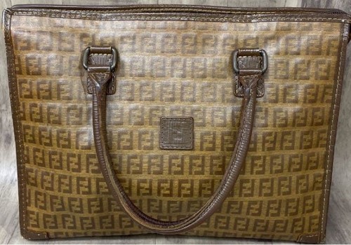 Fendi Zuccini Pattern Handbag 23cm x 31cm Stylish Designer Bag