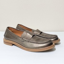 Pedro Garcia Stina 41 US 11 Classic Penny Loafer Metallic Taupe Leather 750