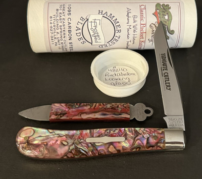   2pc GEC Great Eastern Cutlery 488110 Red Abalone Looking Glass Pocket Knife
