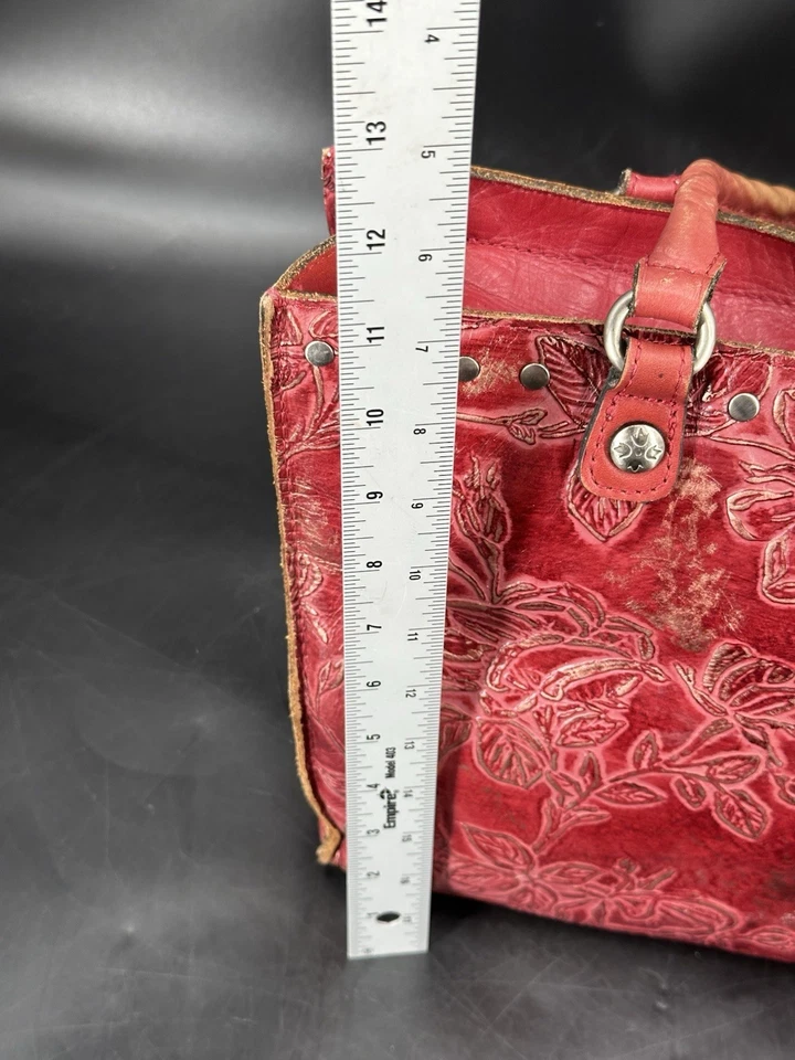 Patricia Nash Brand New Tooled Shimmer Berry Red Tote Large With Dustbag - Image 4 of 4