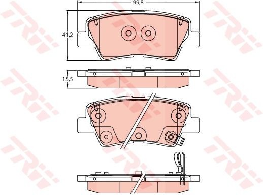 Plaquettes de frein TRW GDB2242 anti-bruit pour disques KIA