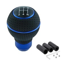 5 Speed Shift Knob Round Ball Gear Stick Leather Shifter Knob Handle Black Blue