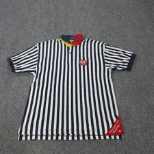 VTG Tommy Hilfiger Polo Shirt Mens L Blue Striped Cotton Collared Emblem Patch