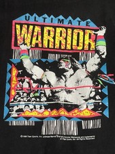 Vintage WWF Ultimate Warrior Shirt Youth 18-20 Black Neon 1989 RARE