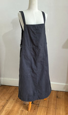 Toast Cotton Linen Pinafore Dress 14 Chest 38in Side Tabs Long Length Charcoal