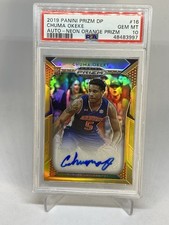 2019 Draft Picks AUTO  Chuma Okeke NEON Prizm /125 RC ROOKIE PSA 10 GEM MT POP 3
