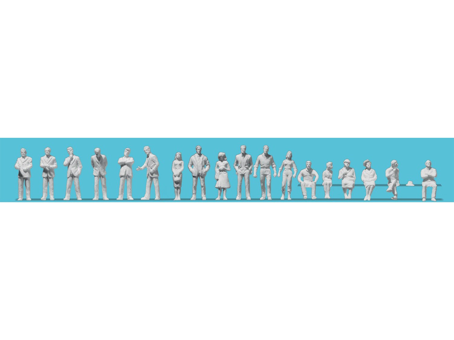 Preiser Assorted Persons (18) Unpainted Figure Set PR74094 1:100