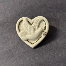 Vintage Lenox Gold and White Dove w/ Olive Leaf Pin / Brooch