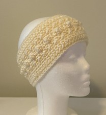 Crochet Headband One Size Ear Warmer Ivory Handmade Fall Winter Unique Design