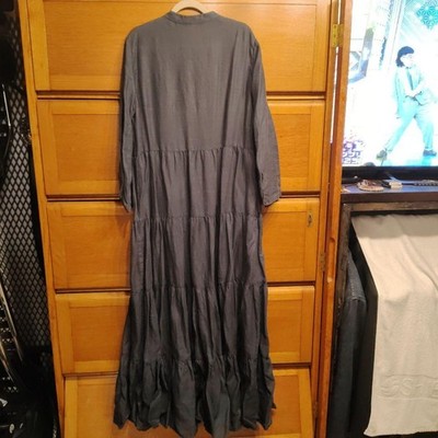 ASPESI Linen Navy Dress Long Basic Design Elegant Style (dark blue) USED JAPAN