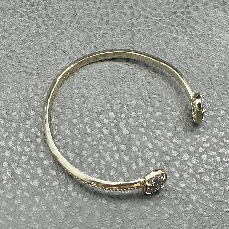 Brazalete Kendra Scott ELTON Chapado en Oro Tono Plata Drusy Cuarzo Brazalete 7 Pulgadas Foto 3 de 4