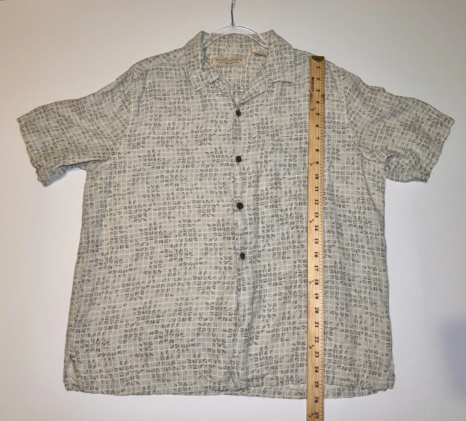 Island Republic Silk Linen Button Up Shirt Mens Large Camp Casual Lightweight