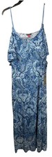 Vince Camuto XXL Blue Paisley Maxi Dress Cold Shoulder Spaghetti Strap NWT