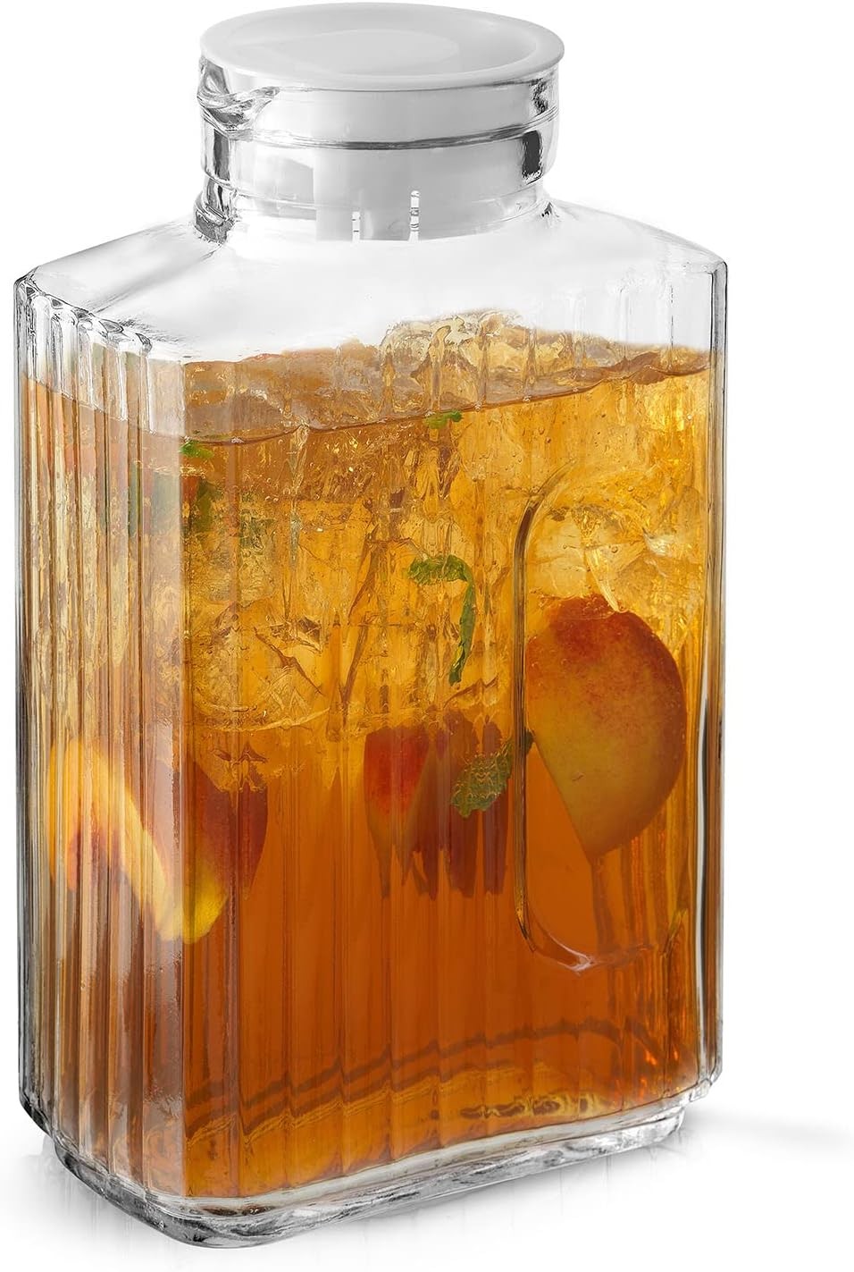 68oz Glass Pitcher with Lid (2 Lids), Rectangle Beverage Serveware and Storage