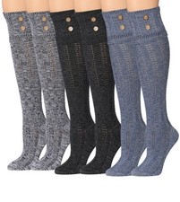 Tipi Toe Women's Winter Over The Knee With Buttons Cotton Blend Boot Socks