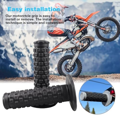 7/8" Dirt Bike Grip Rubber Anti-Slip Universal Motorcycle Grips Handlebar Black - Picture 6 of 9
