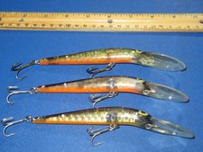 Lot of 3 Storm Thunderstick DEEP PRE RAPALA Minnow 2Black Prism Org Belly 2