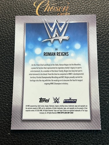 2026 Topps Chrome WWE Roman Reigns Base Buyback #18 $20 BRD - Picture 2 of 2