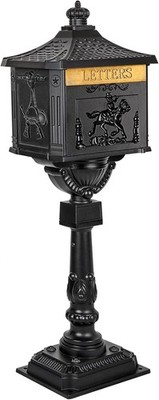 Mailbox Cast Aluminum Black Mail Box Postal Box Security Heavy Duty..