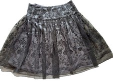 Black Goth Mesh Layered Midi Skirt Floral Zip Womens 18 Fairy Cottage Whimsygoth