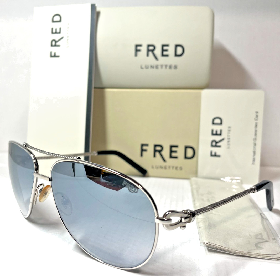 VINTAGE FRED FORCE10 8421 102 SILVER CABLE/MIRROR GRADIENT LENS SUNGLASSES 60-14