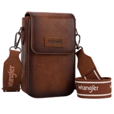 Wrangler Ladies Brown Cell Phone Purse With Back Card Slots Crossbody Bag WG118