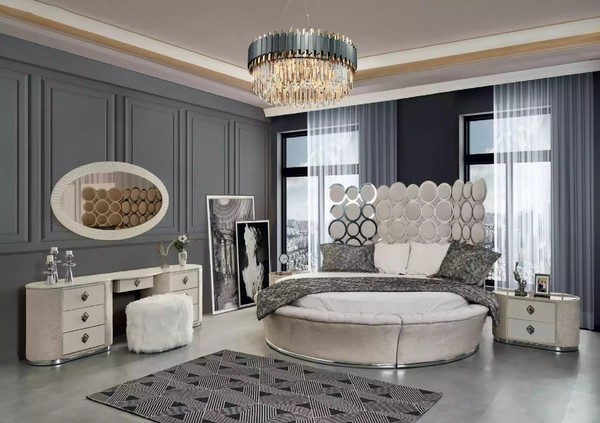 Schlafzimmer-Set Modernes Bett + 2 Nachttische + Schminktisch Neu-image