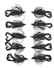 Bass Jigs Finesse Hooks 10 Total:  BLACK/RED 3-5/16  3-3/ 8  4 1/2 w/trailers