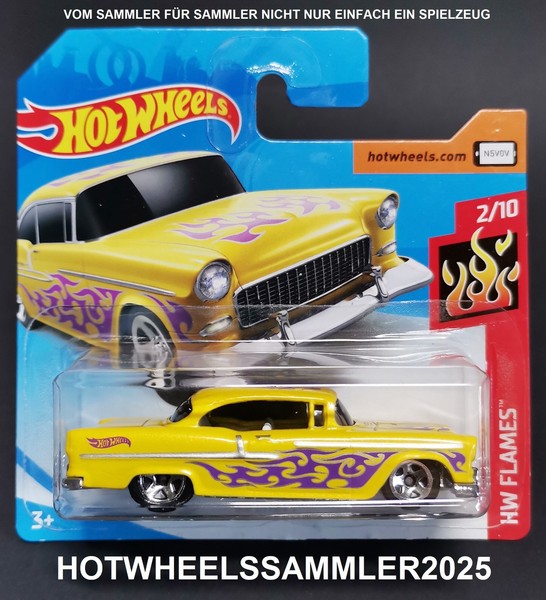 "Hot Wheels \"1955 Chevy\" Hw Flames Gelb FJW61-D5C6 Ovp UngeÖFfnet Neu"-image