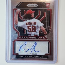 panini 2022 prizm packy naughton rookie autograph #ra-pn angels card. rookie card picture