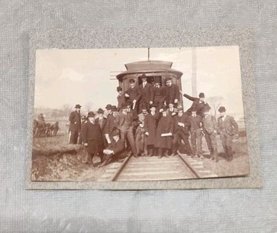Vtg Photo 1903 Rensselaer Polytechnic Institute RPI Troy NY, Trolley Students 