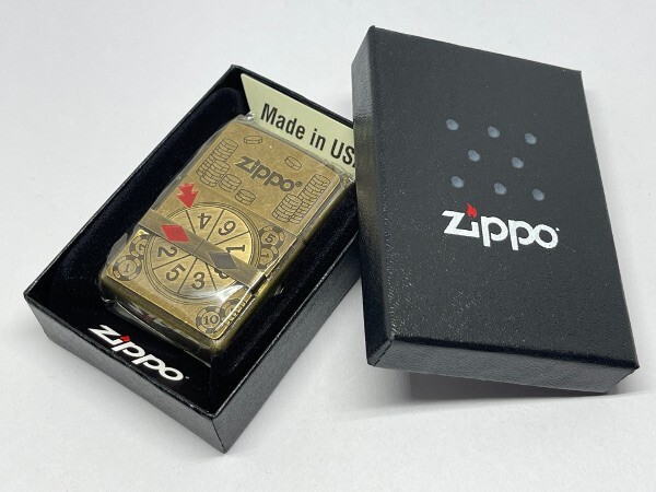Zippo Oil Lighter Roulette Chrome distressed finish Gold Brass Regular Japan