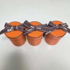 HERMES Twilly Empty Box 3 Set Gift Present Box With Ribbon Orange Used