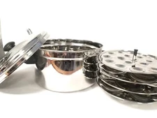 IKM Brand 4-Rack Stainless Steel Idli Cooker, 3 Regular + 1 Mini Idli fo Kids