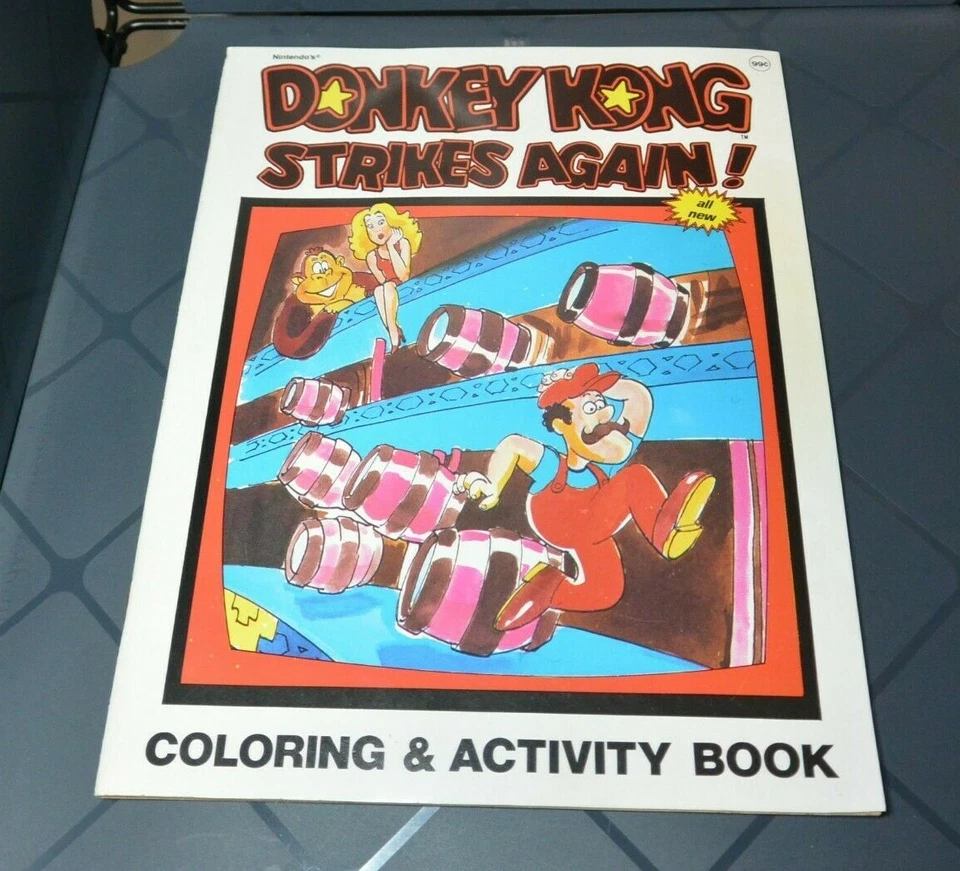 Винтажная книга-раскраска Donkey Kong Strikes Again новая из старых запасов бесплатная доставка - Изображение 2 из 4