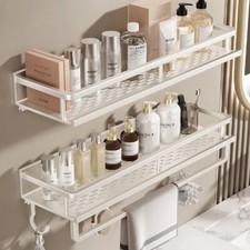 White Corner Shelf No Drill Bathroom Rack Shelf Organiser Shampoo Rack Storage