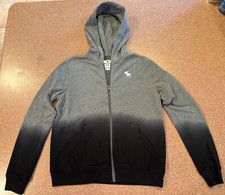 Abercrombie Kids Gray  Black Full Zip Hoodie Sweatshirt Boys 15 / 16