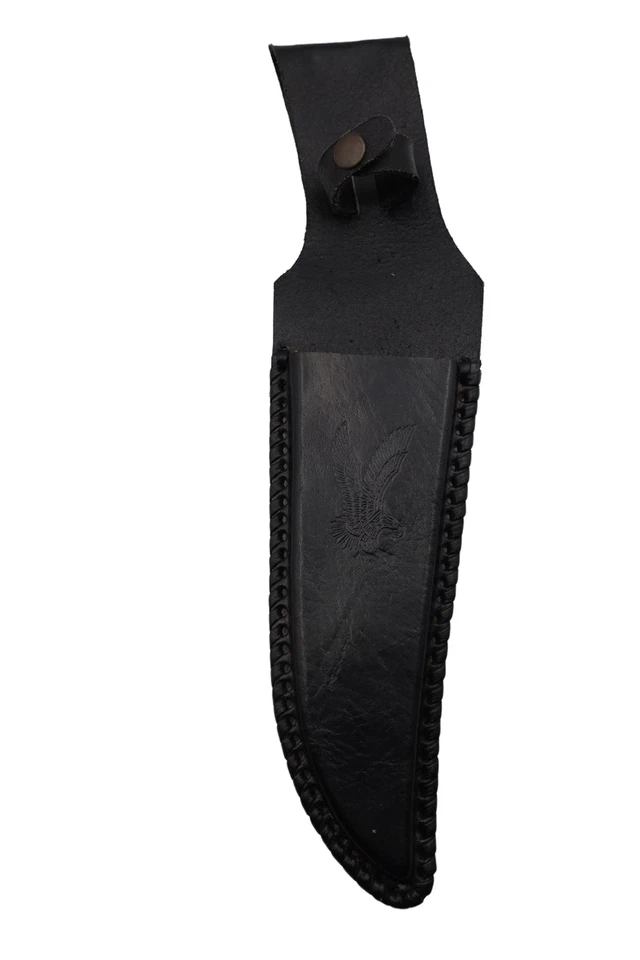 Talheres de gelo piranha Bowie faca cabo de madeira gelada bainha de couro inoxidável - Imagem 2 de 4