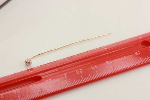 10k yellow gold 3.2mm 0.02ct round diamond L-M I3 stick pin estate vintage 0.8g - Picture 5 of 5