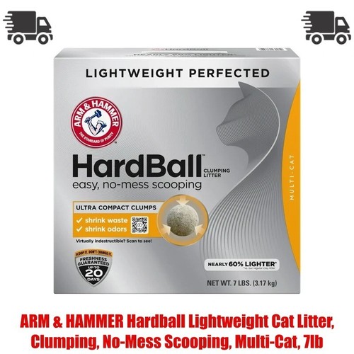 7lb, ARM & HAMMER Hardball Lightweight Cat Litter, Clumping, NoMess