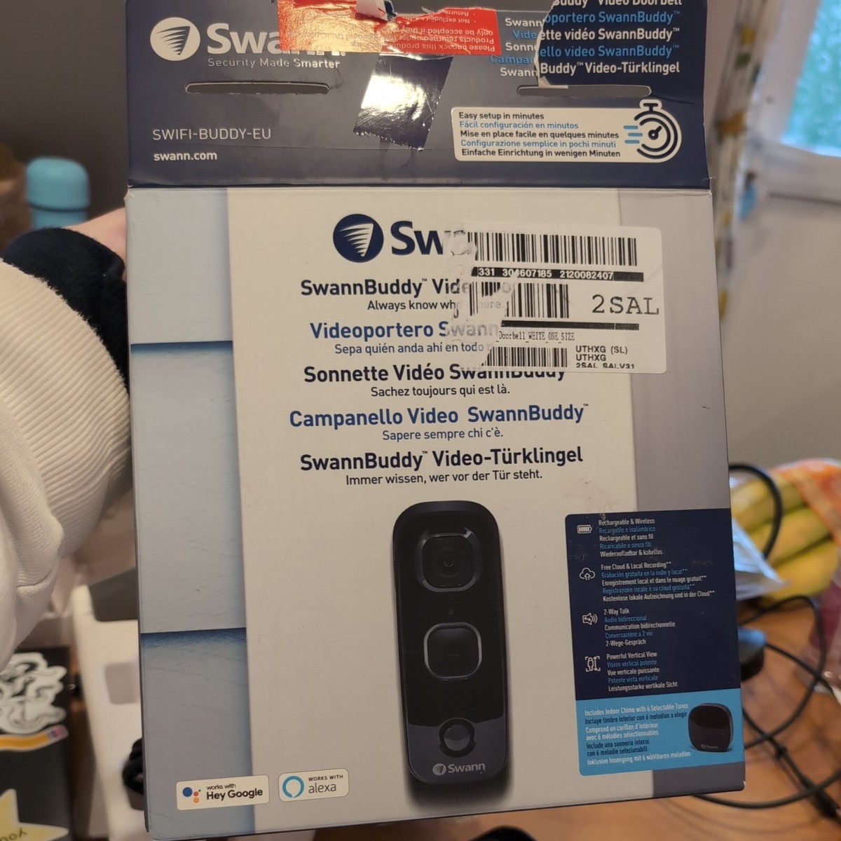 Swann SwannBuddy Video Doorbell Black (SWIFI-BUDDY-EU) NO CHIME - Main Image