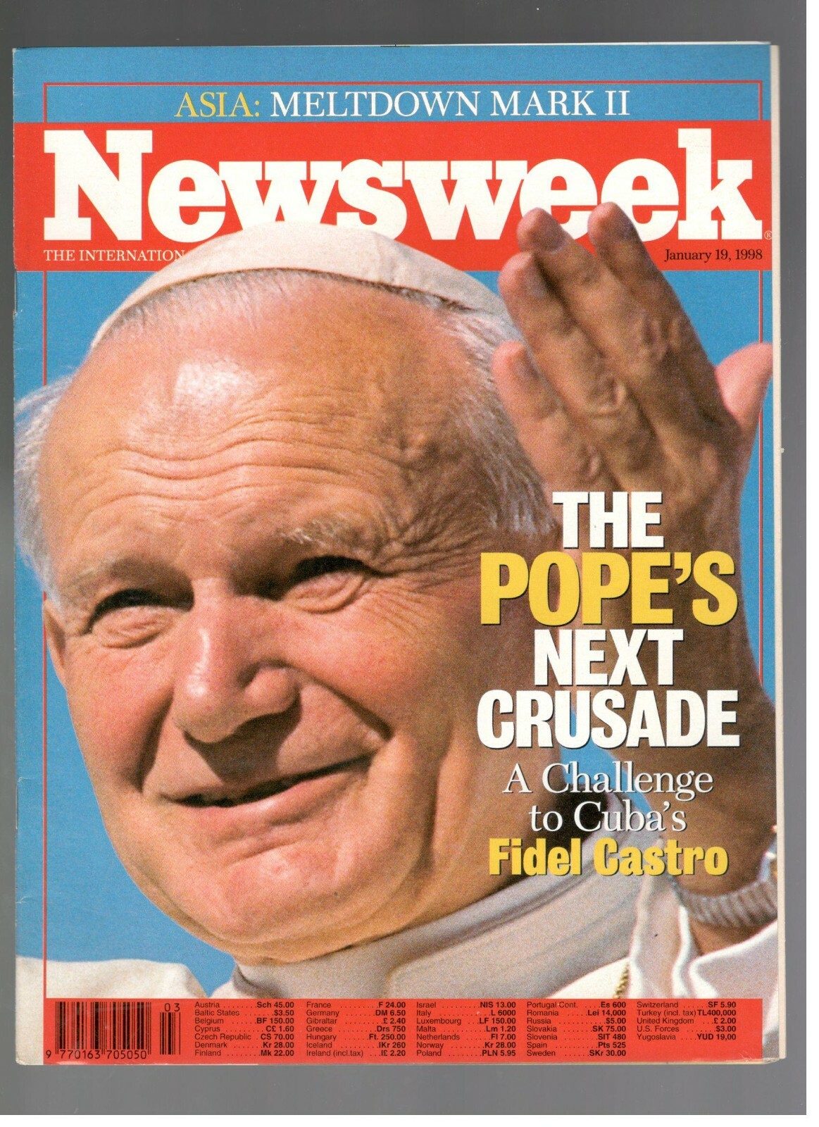 Castro Magazine Newsweek Magazine January 19, 1998 Special Report Pope Wojtyla Cuba ...
