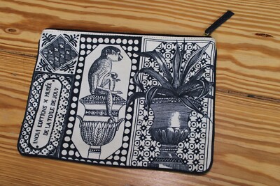 Inoui Editions Clutch neu schwarz und weiß reine Baumwolle Leo Neu ohne Etikett 