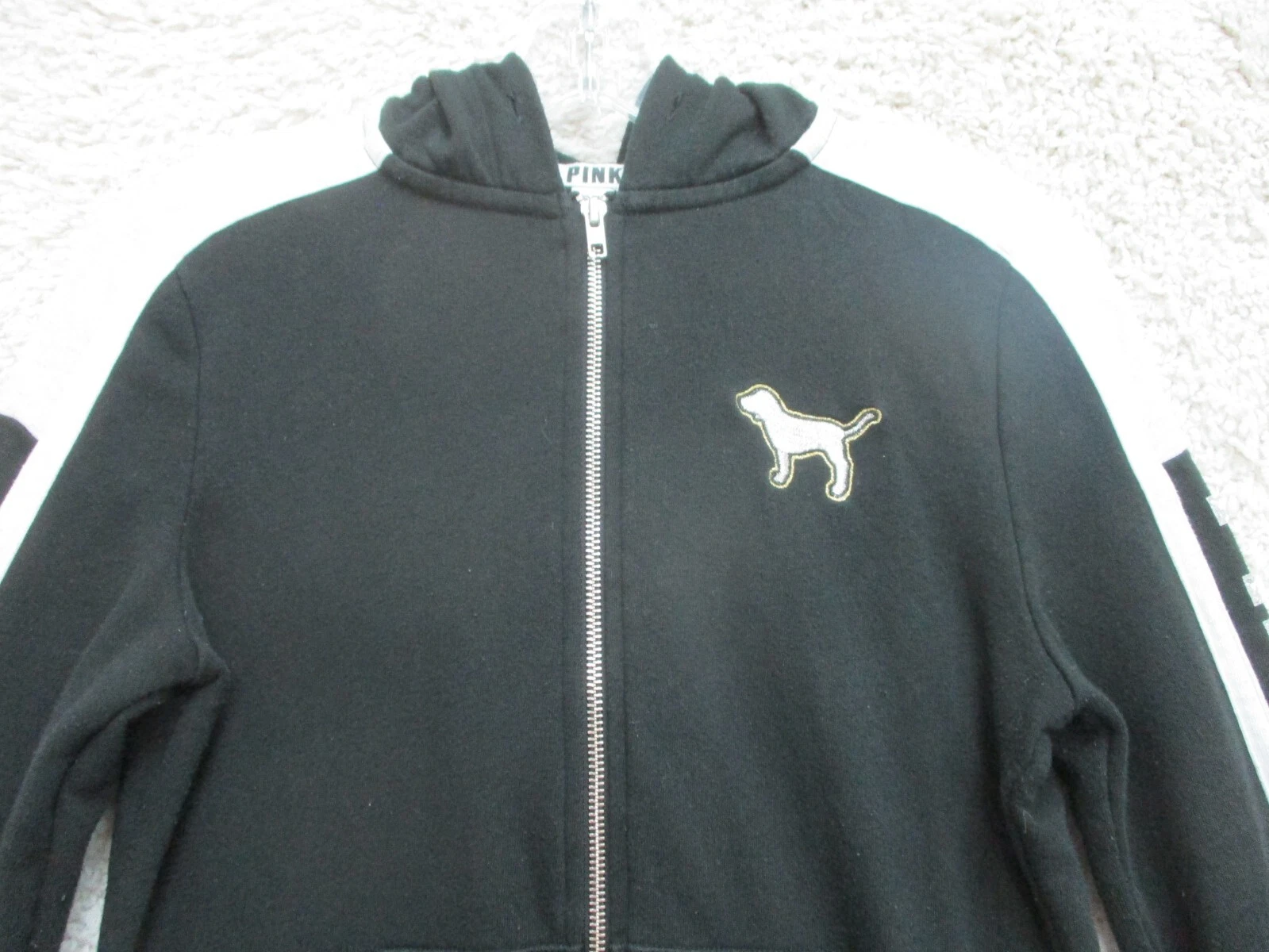 UNDERCOVER Maglione ROSA Victorias Secret extra small adulto nero full zip cappuccio cane donna