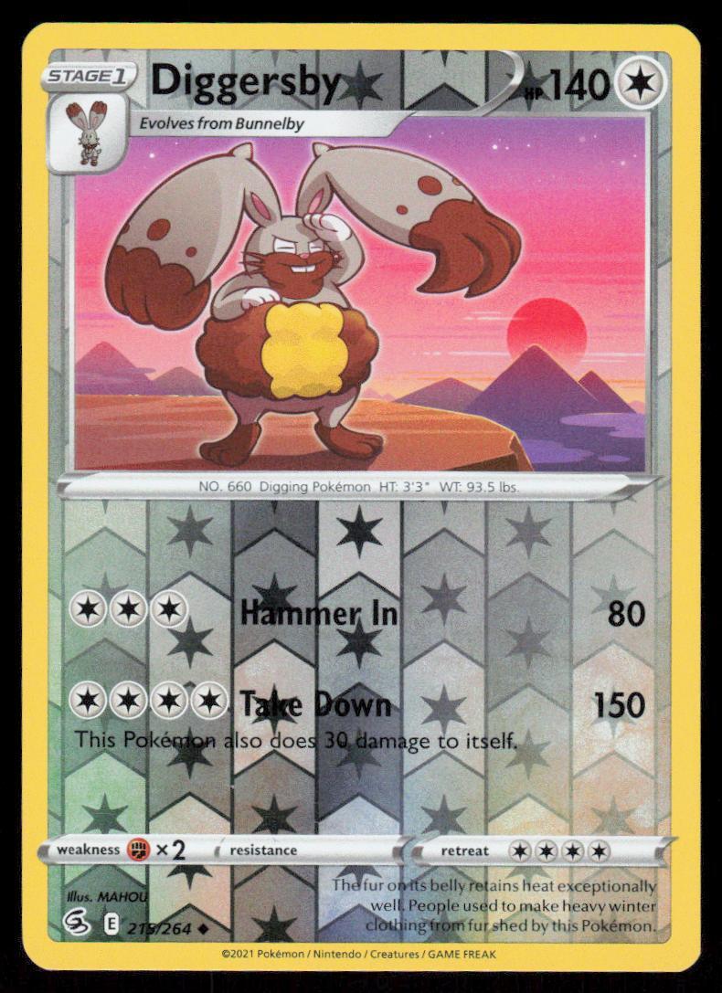 Diggersby 215/264 Reverse Holo Pokemon Fusion Strike LP