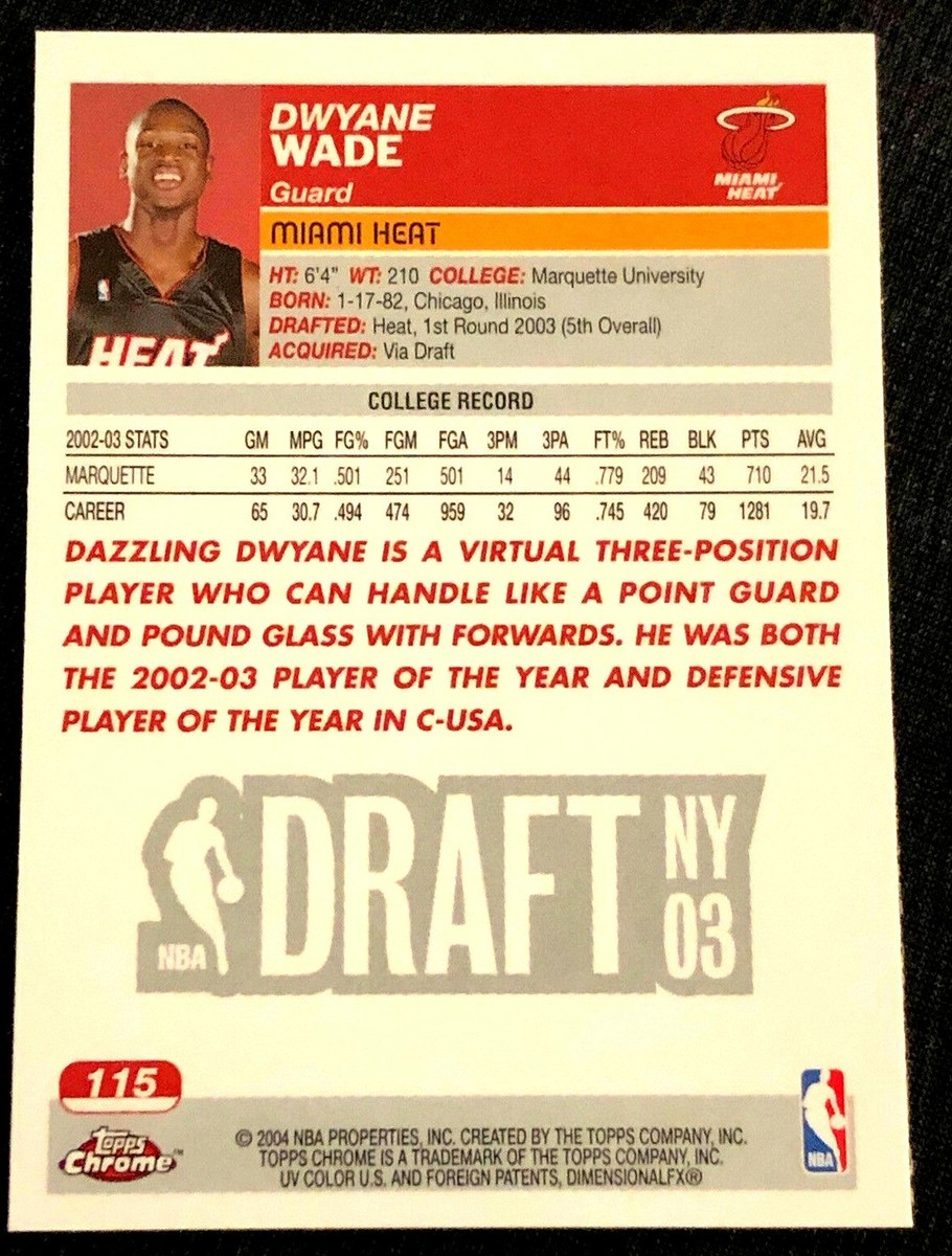 Dwyane Wade RC 2003-2004 Topps Chrome Rookie Card#115!Heat G RC