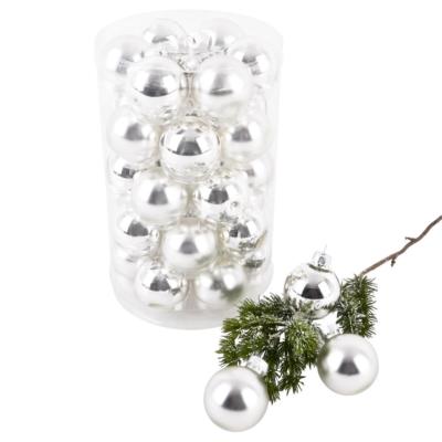 x 20 Glaskugeln Durchmesser 4 cm glänzend silber Christbaumschmuck dfh